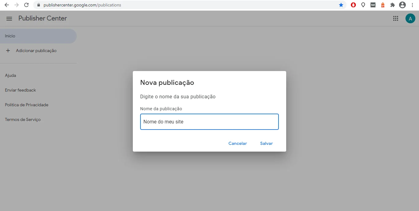 Cadastrando site no Google News