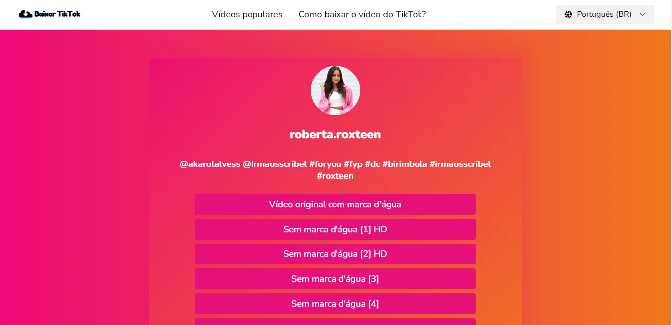 Baixar TikTok sem marca d'agua