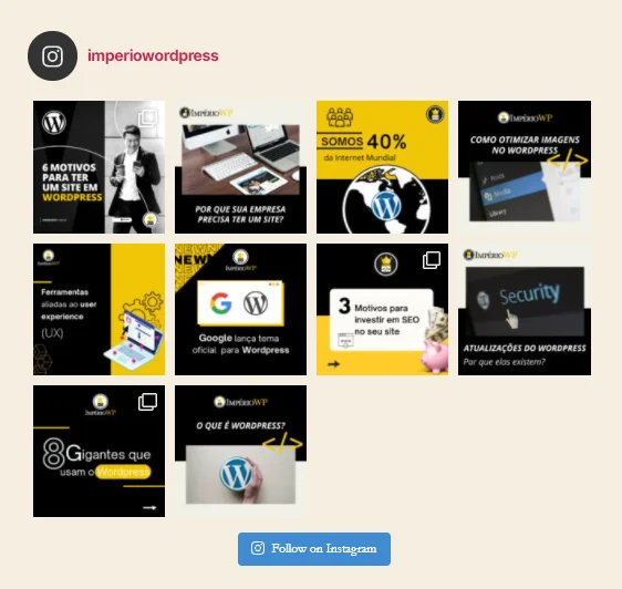Fotos do Instagram no wordpress