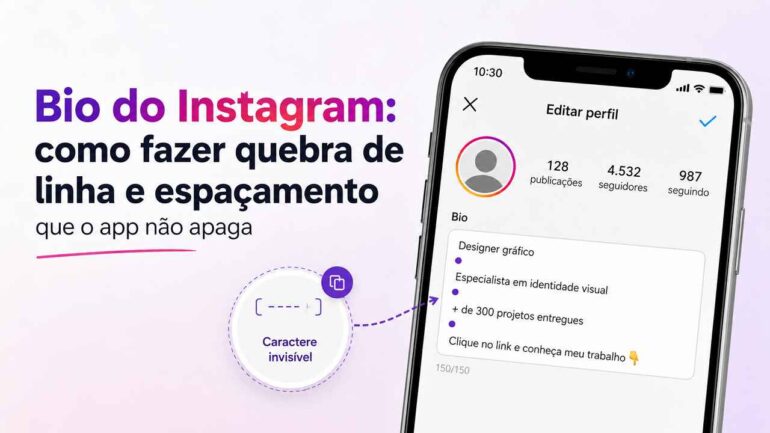 Bio do Instagram como fazer quebra de linha e espacamento que o app nao apaga