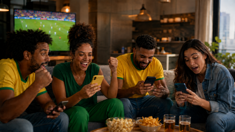 pessoas assistindo a uma partida de futebol ao vivo